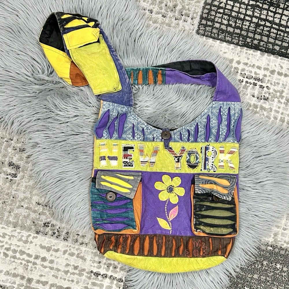 Hippie Crossbody Purse Peace Multi Patchwork Boho New York Festival Hobo Bag